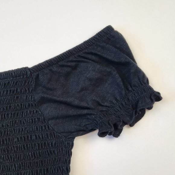 NWOT Pacsun Me to We Black Smocked Off The Shoulder Crop Top sz S - Picture 3 of 7